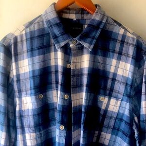 Lucky Brand Medium Blue/White plaid shirt Washed/Worned NWT 22in pit to pit